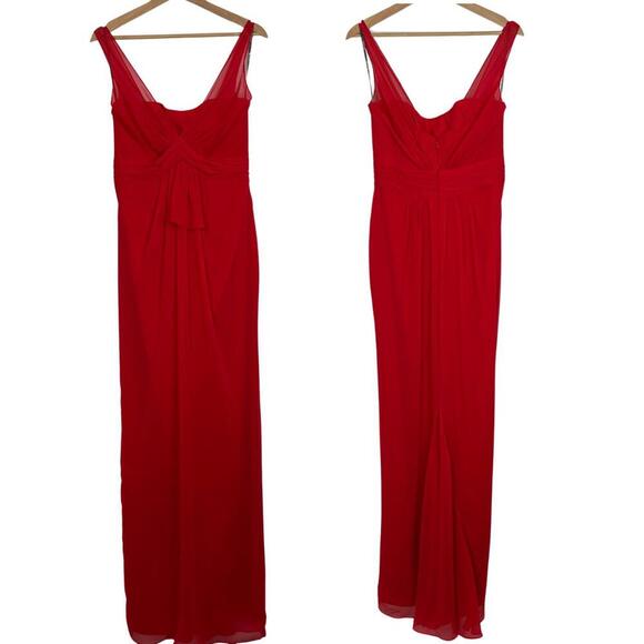 Vera Wang White (8) Red Chiffon Column Evening Gown Formal Goddess Evening Dress - Picture 1 of 6